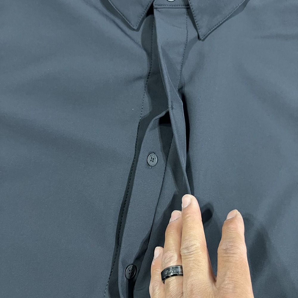 BYLT Tech Nylon Shirt Jacket Mens Large Black Button Up Long Sleeve Layering - Picture 10 of 16
